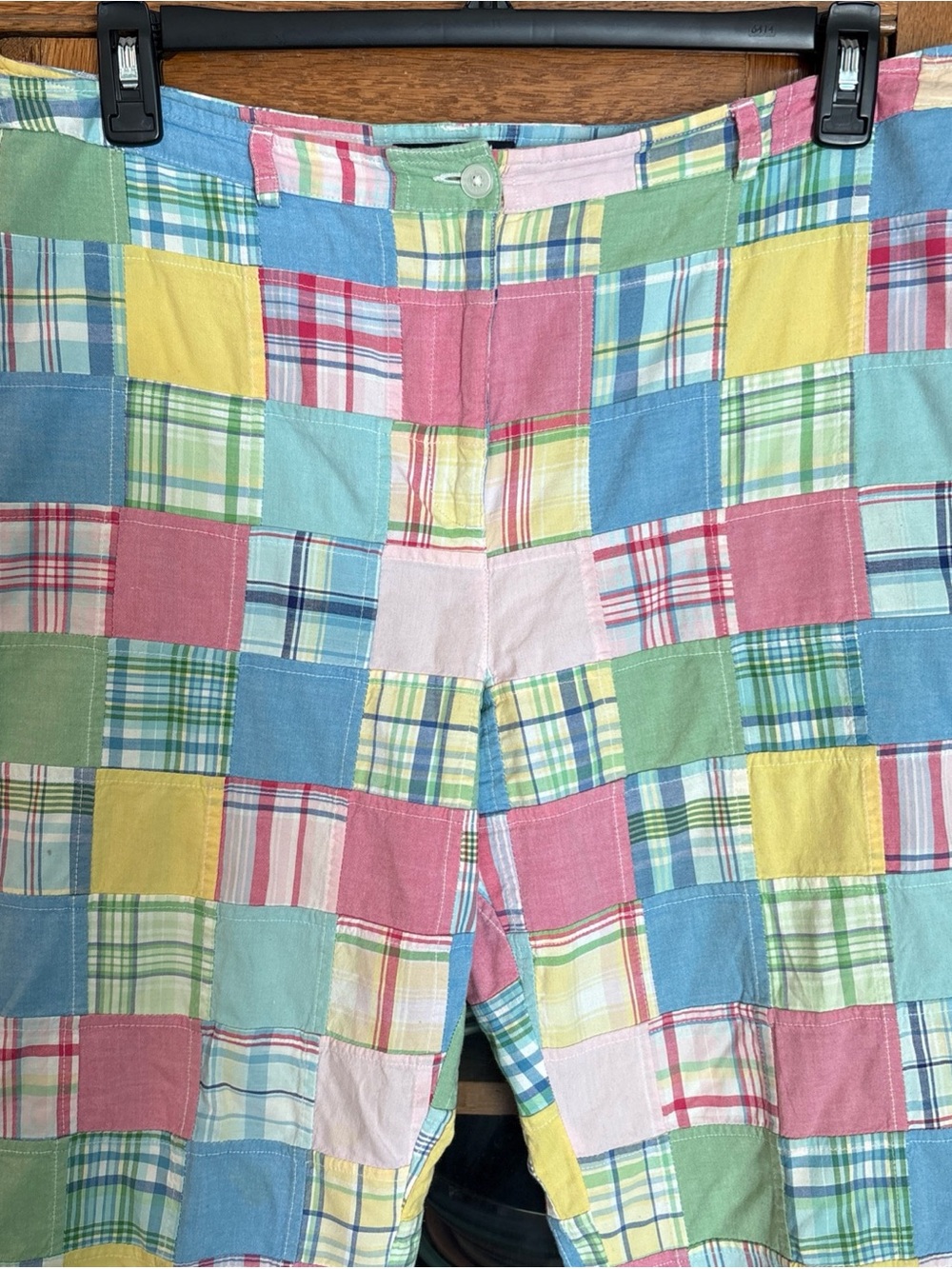 Brooks Brothers Patchwork Plaid Madras Pants - Pink, Blue & Yellow